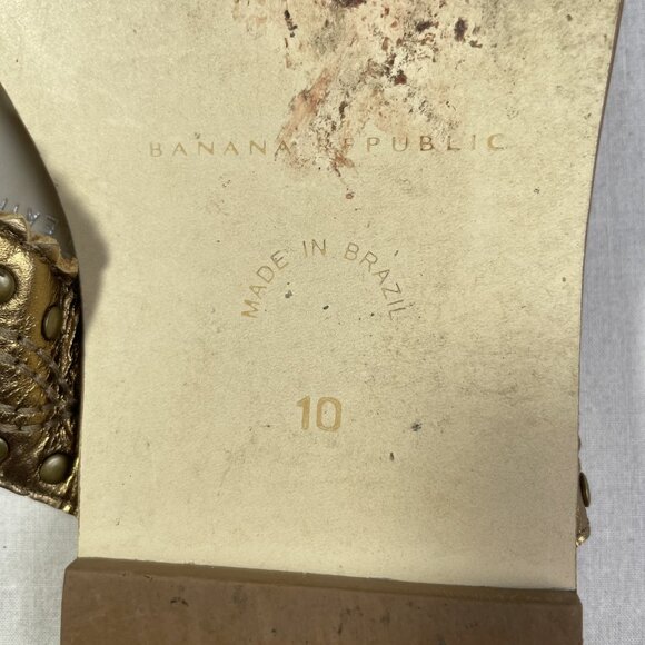 Banana Republic Western Flats Size 10 Bronze Thong Toe Ring Sandals Vintage 90s - Picture 10 of 12